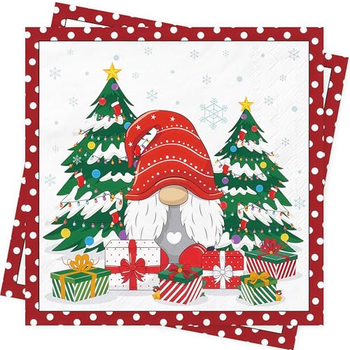 40Stück Rot Servietten Weihnachten Weihnachts Servietten Christmas...