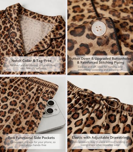 Image of WiWi Viscose from Bamboo Women's Pajamas Set Super Soft Button Down Top and Pants Sleepwear Cooling Pjs S-3X