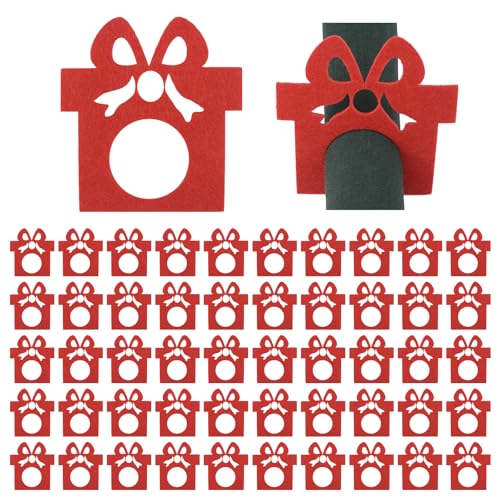 URROMA Serviettenringe für Weihnachten, Rot, Filz, Serviettenhalter,...