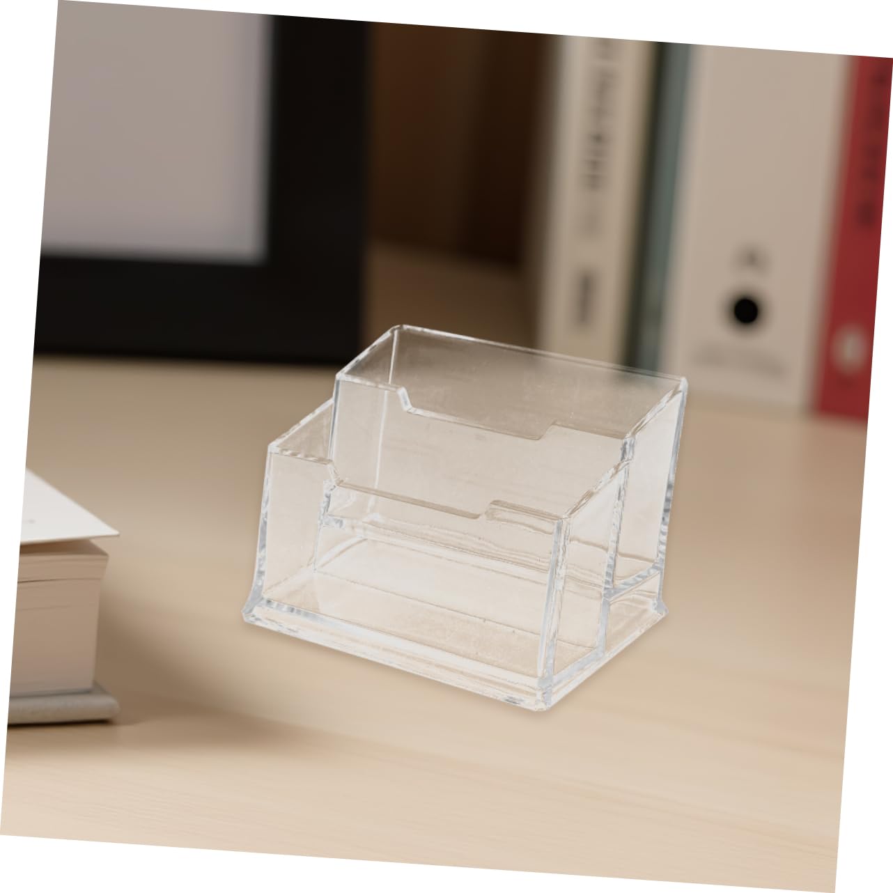 5 Pezzi Biglietti Visita in Plastica Durevole Organizer Scrivania con Scomparti Supporto Stabile per Ufficio Esposizioni e Conferenze