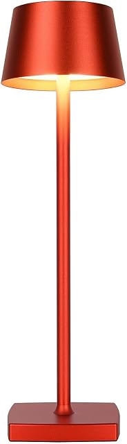 MADCKDEDRT Desk Lamp,Cordless Table Lamp, Battery Powered, Rechargeable, Dimmable, Aluminum, IP54 Waterproof, Suitable for Indoor and Outdoor Lighting (red)