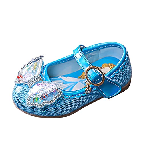 Spring and Summer Girls Dance Casual Shoes Bow Rhinestone Sequins Mesh Cute Pattern Girls Size 6 Shoes Blue