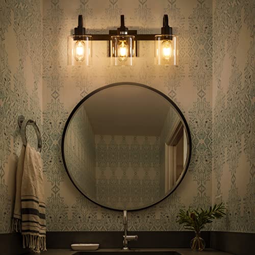 Eatich Bathroom Light Fixtures, 3 Light Black Vanity Light, Bathroom Lights Over Mirror With Clear Glass Shade, Matte Black Vanity Lights For Bathroom #TOP6