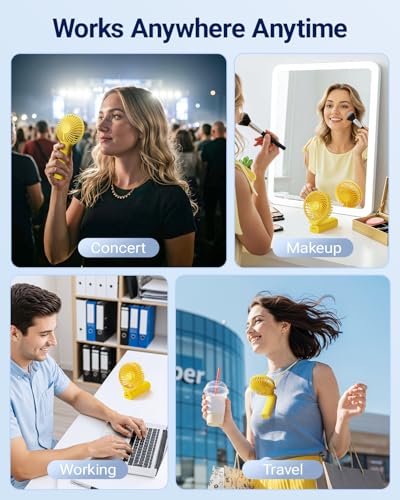 Image of SWEETFULL Handheld Portable Fan, 5000mAh Rechargeable Battery, 6 Speed Wind, LED Digital Display, Foldable Electric Personal Mini Travel Fan with Backup Power, Summer Essentials Gifts for Women Girl
