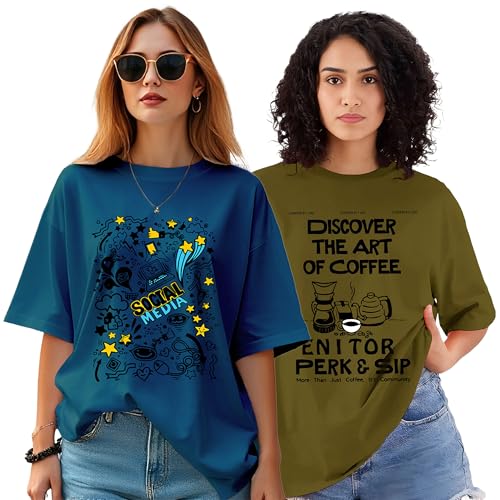 Image of AUSK Oversized T-Shirt for Womens || Graphic Front Printed Loose fit Womens Tshirt