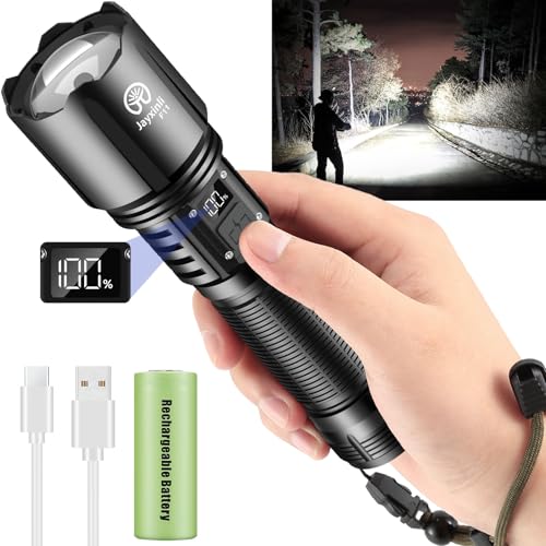 Torches LED Super Bright Rechargeable 500000 Lumens, LED Torch Rechargeable 5 Modes with Power Display, High Power Zoomable Tactical Flashlight Long Throw, Powerful Torches for Camping, Walk a Dog Torches LED Super Bright Rechargeable 500000 Lumens, LED Torch Rechargeable 5 Modes with Power Display, High Power Zoomable Tactical Flashlight Long Throw, Powerful Torches for Camping, Walk a Dog