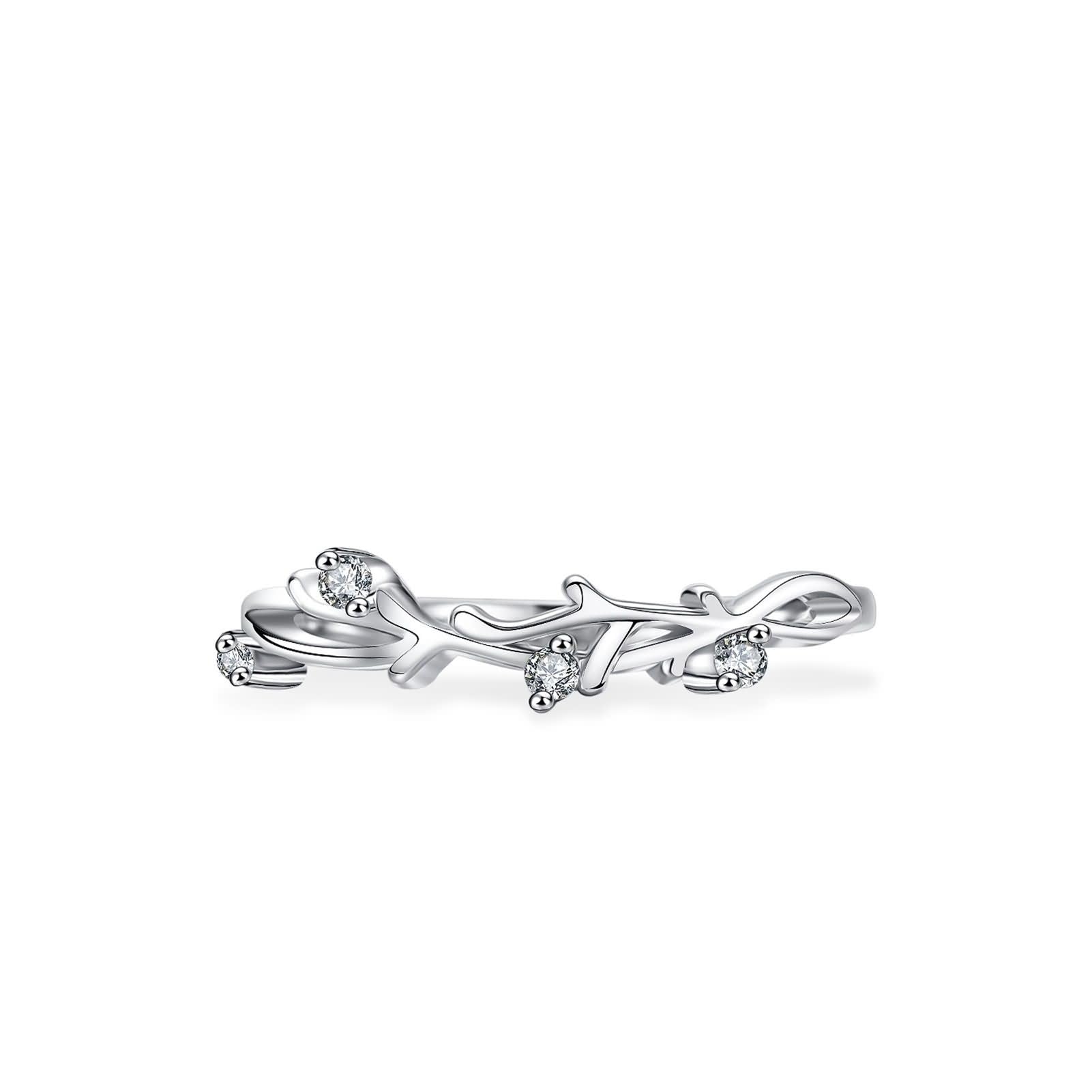 Anillo para mujer con moissanita, plata de 14 quilates, oro blanco, talla 58 (18,5)
