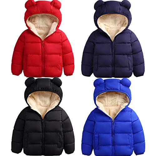 Dourbesty Toddler Baby Boys Girls Winter Down Coats Light Puffer Padded Jacket Hoods Infant Outerwear 1-5t (A-Black, 3-4T)