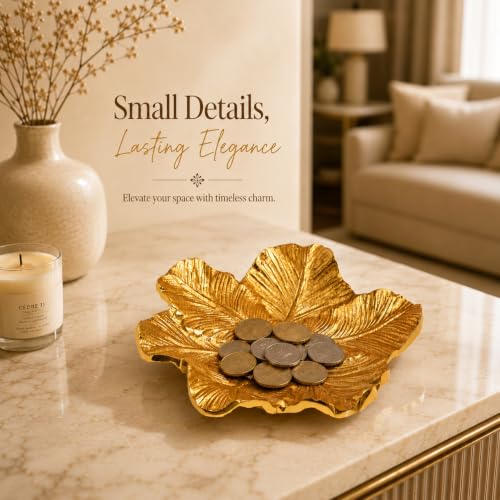 Image of MARKET 99 Glossy Golden Aluminium Decorative Dish (Set of 1) | Embossed Accent Platter for Dining Table, Living Room & Center Table | Designer Tray for Festive Gifting, Home Decor & Stylish Display