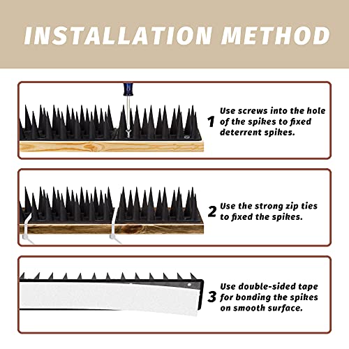 Grovind Bird Spikes Plastic Spikes For Outdoor 24Pack Bird Spike Security Fence Spikes For Roof, Fountain And Garden (Black) #TOP4