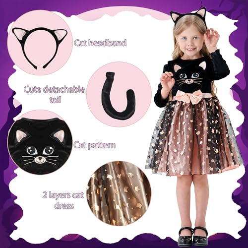 Disfraz niña gato con diadema y cola miniatura 4
