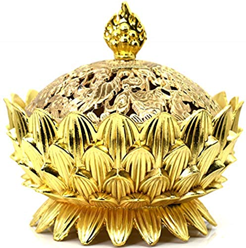 Billion Deals-Antique Beautiful Lotus Incense Burner Cover Lotus Flower Shaped Incense Holder For Stick and Cone Incense