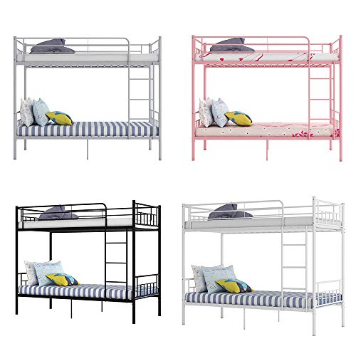 Metal Single Bunk Beds Siblings Twins Bedroom Furniture with Mattress Option (Pink Bed Only)