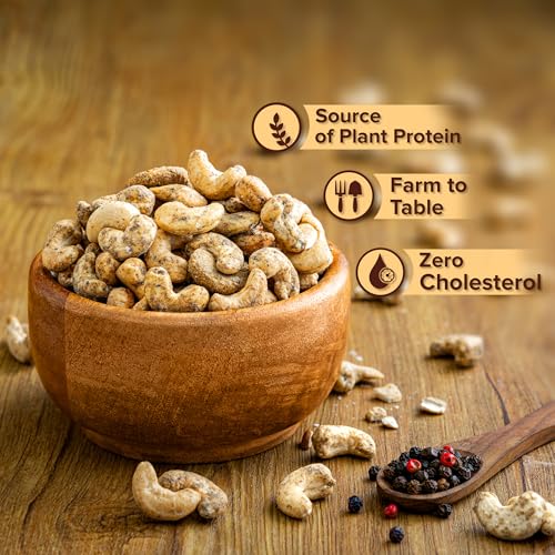 Image of Kravio Premium Black Pepper Roasted Cashew Nuts 200g | Zero Cholesterol Natural Jumbo Size Whole Kaju Nuts & Dry Fruits | Rich in Protein, Roasted Crunchy Delicious Healthy Snacks