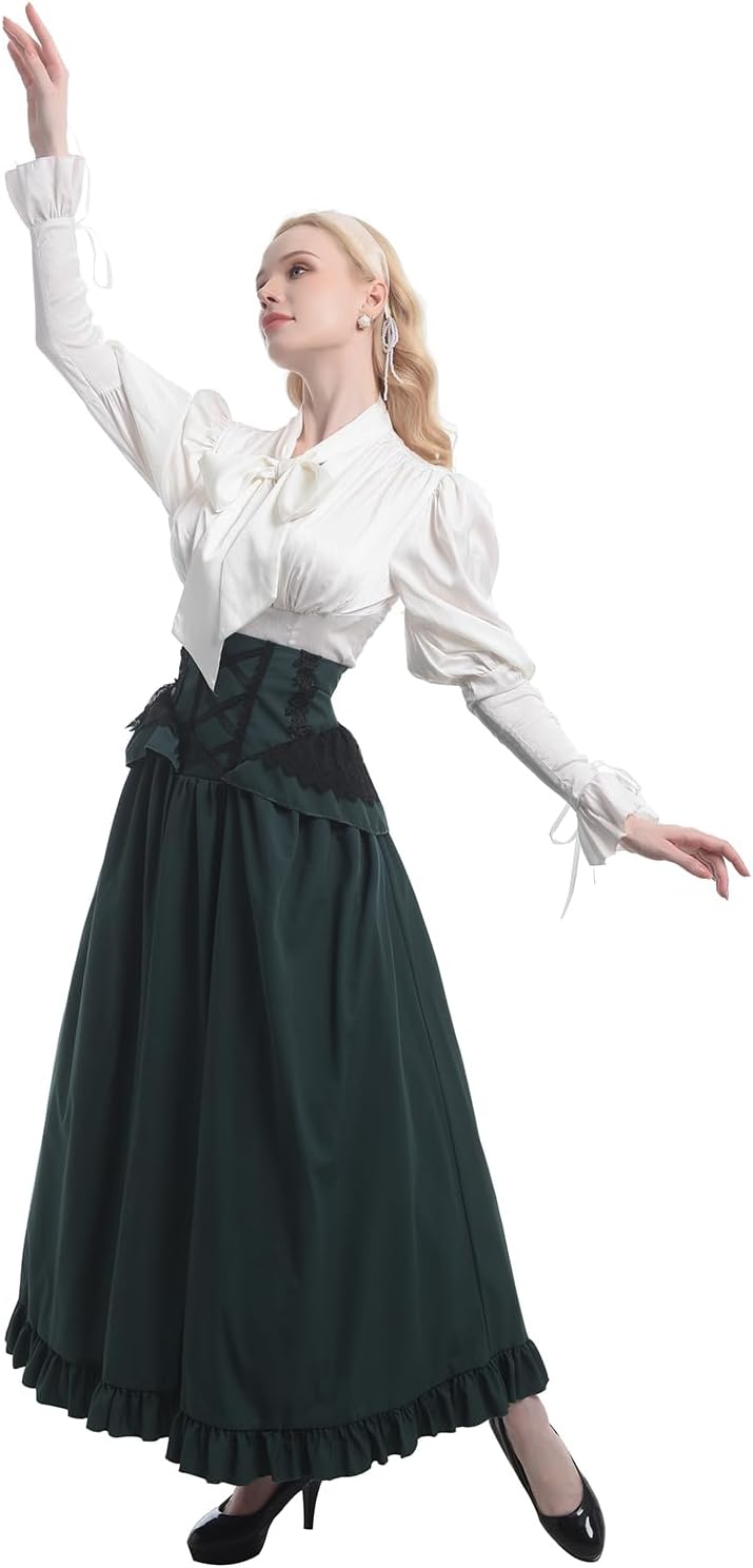 CR ROLECOS Victorian Dress Women 1800s Edwardian Costume 2-Piece Victorian Costume Ball Gown - Image 3