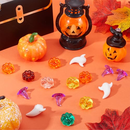SOFPLATE 60Pcs Halloween Vase Filler Decor Pumpkin Vase Fillers Mini Witch Hat Ghost Transparent Centerpieces Table Decorations jewellery Making Findings for Home Decor Holidays Supplies DIY Crafts - Image 4