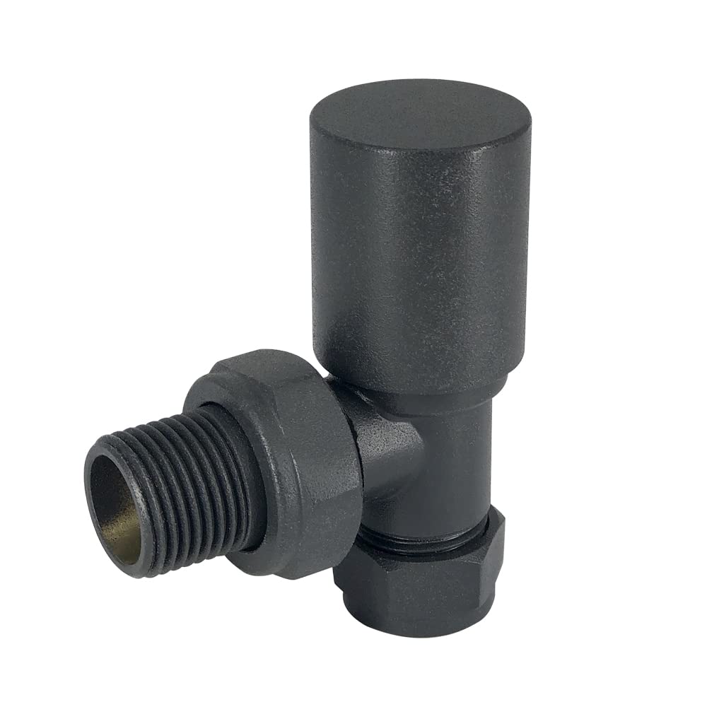 NRG Radiator Valve Angled Round Head Towel Rail Designer Valve Anthracite Central Heating Tap