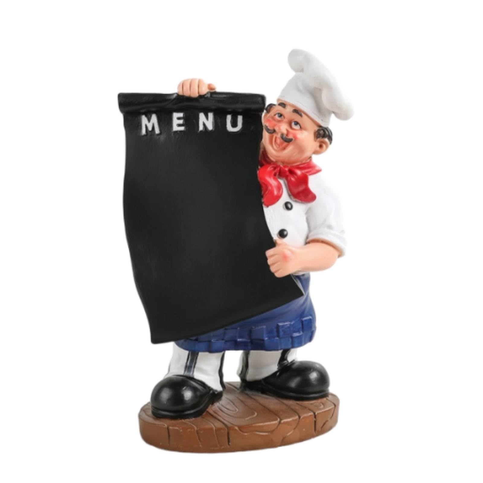 Chef Decorativo con Lavagnetta Multiuso Statuetta di Cuoco Squisito Statuetta con Lavagna per Cuochi, Ristorante, Bar, Chef Con Lavagna Menu, Stile Europeo
