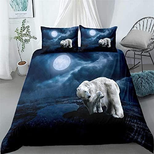 NUEYSP Funda Nordica Cama 90 Oso Polar Infantil Fundas Nordicas Cama 90 para Juvenil con Cremallera Cómodo Microfibra Fundas Nordicas 150x220 cm + 1 Funda de Almohada 50x80 cm