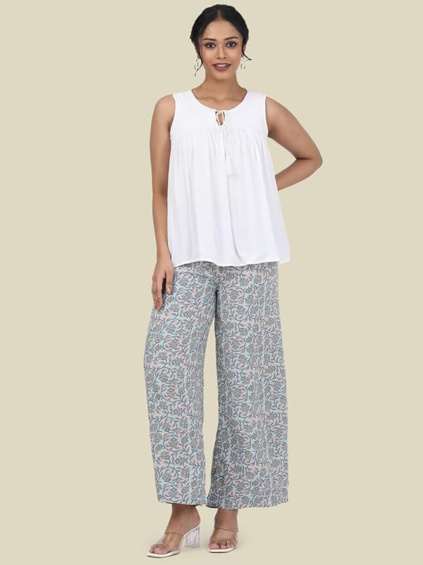 Image of GO COLORS Soft Viscose Printed Palazzo Full Length for Women| Breathable, Mid Rise