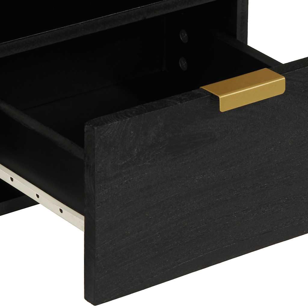 Mobile TV nero in legno 70 x 33 x 46 cm con maniglie in metallo, contenitore multimediale per soggiorno e ufficio, salvaspazio, CD e DVD, stile industriale
