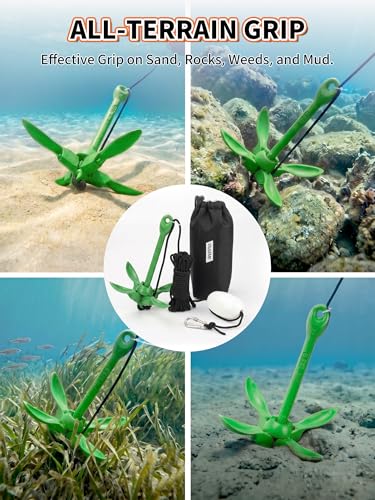 image for OULEME 3.5 LB Kayak Anchor Kit with 40 FT Rope & Buoy, Boat Anchor Kit