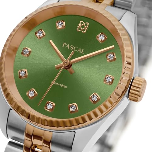 Image of PASCAL Timeless Classic Diamond Watch for Women Men, Swiss Quartz | Lab-Grown Diamonds, Sapphire Crystal, Stainless Steel Strap, 10 ATM Waterproof, Luxury Watch Gift,Fits Wrist 6.5 inch-9.5 inch