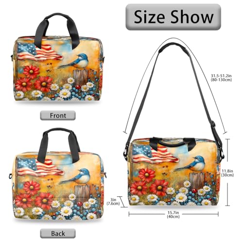 Bolso para portátil impermeable 16 pulgadas flores bandera USA miniatura 6