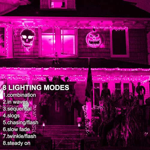 Kemooie HX-300ZXD-PINK 300 Led Pink Halloween Lights, 99Ft Connectable 8 Twinkle Modes String Lights With Memory Function, Waterproof For Outdoor Indoor Patio Wedding Party Halloween Valentine'S Day Decoration thumb #1