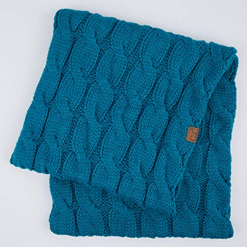 Hatsandscarf C.C Exclusives Solid and Multi Color Cable Kint Infinity Scarf (Teal)3