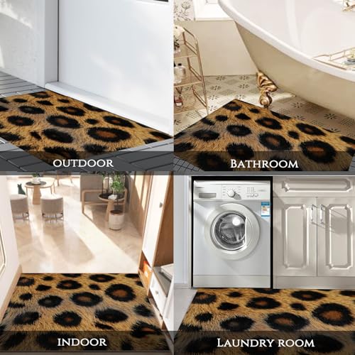 Paillasson interieur entrees leopard dore 60x90 cm lavable - 8