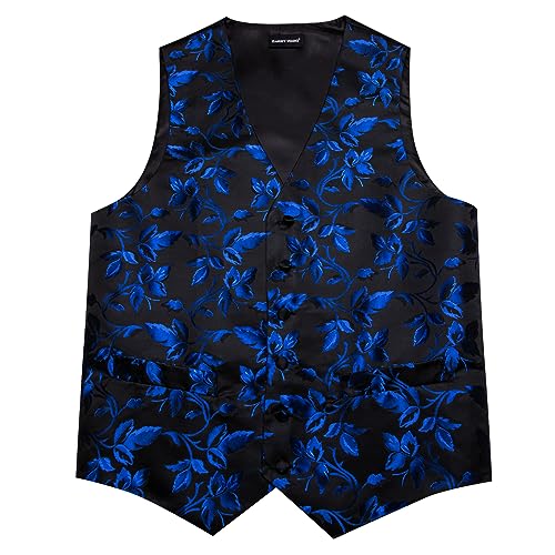 Image of Barry.Wang Formal Men Flower Vest Paisley Jacquard Silk Ties Suit Waistcoat Set Wedding 5PCS