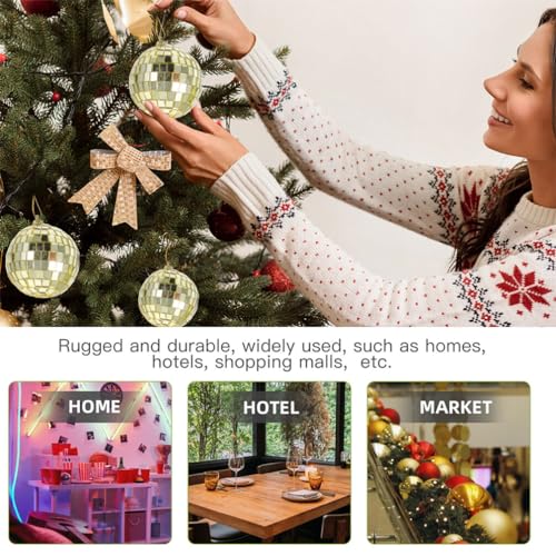 Bolas espejadas reflectantes Cabilock, 12 piezas, doradas, para decoración de árbol de Navidad, bodas y fiestas temáticas años 70 miniatura 7