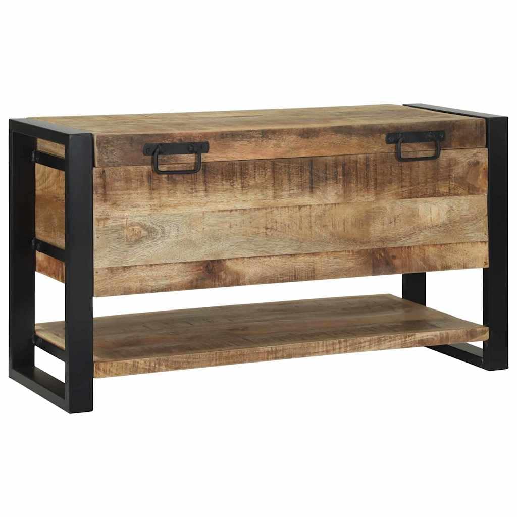 Caja de almacenamiento marrón 80 x 35 x 45 cm, baúl de madera maciza de mango, caja de madera industrial para salón y dormitorio, caja espaciosa para organizar techos y libros