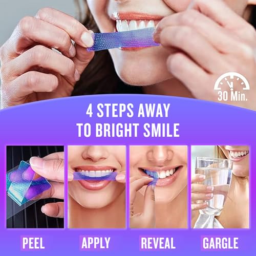 Image of V34 Teeth Whitening Strips with PAP+ (Pack of 2) - 7 Strips for 14 Applications | Enamel-Safe & Sensitivity-Friendly | Removes Tea, Coffee & Smoking Stains | Suitable for Men & Women