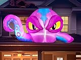Joiedomi 4 FT Tall Halloween Inflatable Purple Octopus Head with Tentacles Broke Out from Window with Built-in LEDs Blow Up for Halloween Window Decor, Outdoor Yard Garden Lawn Party Decoration