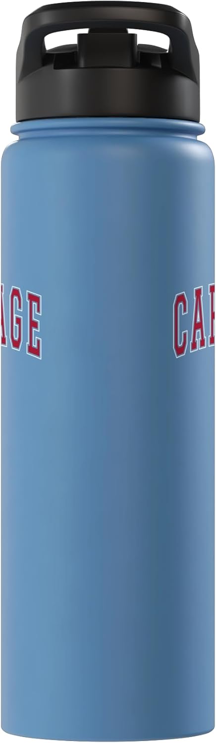 Carthage Illinois Souvenir College Style Red Text Stainless Steel Insulated Water Bottle
