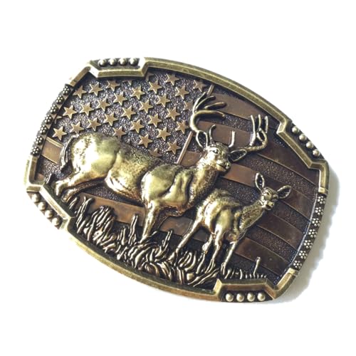 Image of CL&J BB Deer Belt Buckle Animals Western Cowboy Native American Motorcyclist (DER8G)