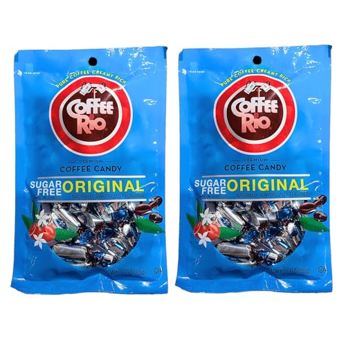 Two Bags Of Sugar Free Candy - Original Coffee Rio Premium Coffee Candy - Each Bag Is 3 Oz - Six Ounces Of Individually Wrapped Creamy Rich Pure Coffee Candy!
