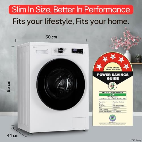 Image of LG 7 Kg 5 Star Wi-Fi, Steam, Inverter Direct Drive Technology, 6 Motion DD, Fully-Automatic Front Load Washing Machine (FHB1207Z4W, Allergy Care, In-Built Heater, Touch Panel, Blue White)