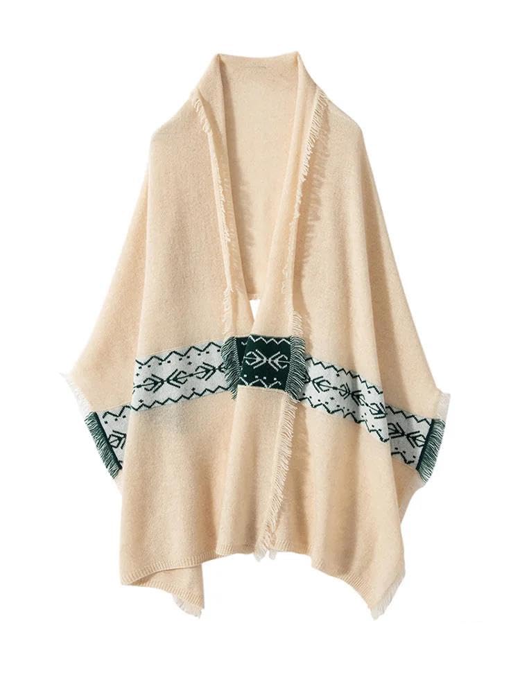 Szalik kaszmirowy, Wełniany szal z kaszmiru Chusta Pashmina teksturowanymi frędzlami Lekki, cienki dla kobiet i mężczyzn(Beige)