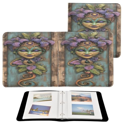 Álbum de fotos Scrapbook DIY adhesivo, encuadernador de 3 anillos, 40 páginas, tamaño 11.8x11.2 pulgadas, cuero PU miniatura 2