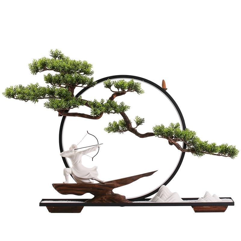 Porte-encens style chinois avec pin bonsaï pour reflux encens de salon