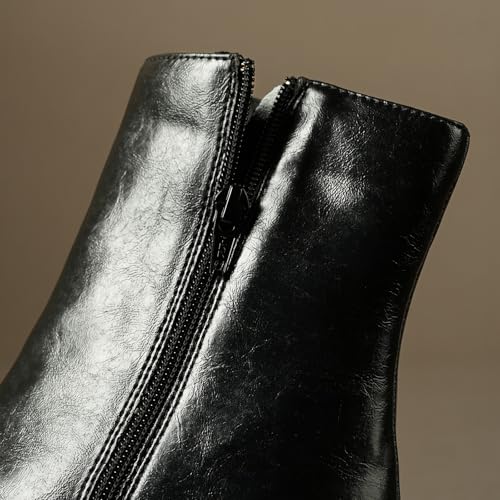 Image of Theater Women Hendrix Square-Toe Ankle Boots | Chic Kitten Heel Winter Boots with Side Zip | Stylish & Comfortable for Work, Party & Casual Wear