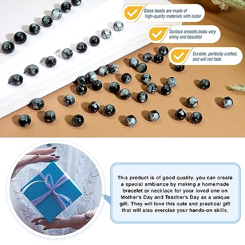 TOAOB Pack of 100 8 mm Crackle Glass Beads Black Round Marble Effect Loose Beads Natural Craft Beads for DIY Bracelets Necklaces Jewellery Making - Image 4