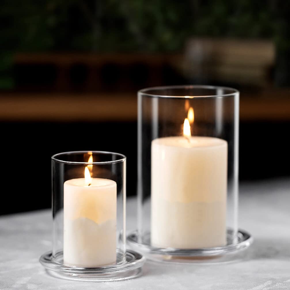 Candle Shade Glass Cylinder Glass Candle Cover Candle Holders for Pillar Candles Candle Holder Pillar Windproof Candle Protectors Candle Glass Tall Glass Candle Holder Glass Holder