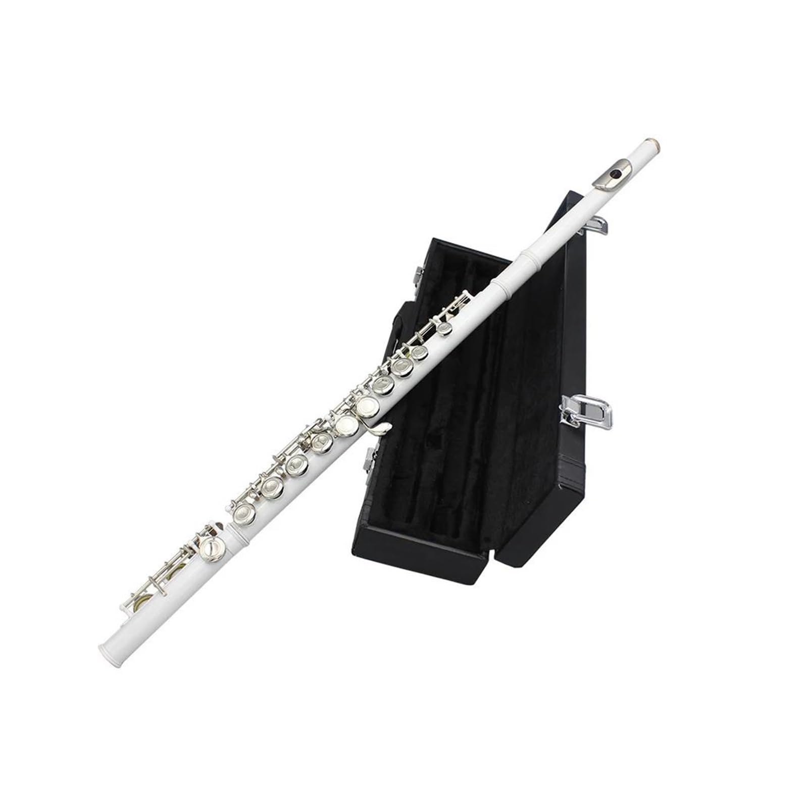 Flûte Traversière 16 Trous En Do Instrument Professionnel Blanc Livrée Avec Étui Baguettes Gants Et Pièces Flûte Pour Adultes