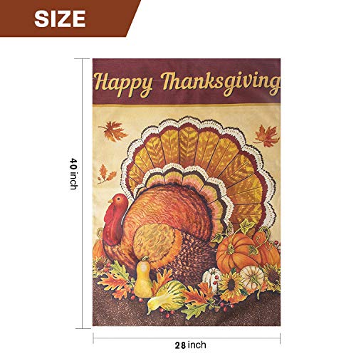 Besslly Thanksgiving Garden Flag 28 x 40 Double Sided Yard Flag Happy Thanksgiving Turkey Pumpkin Sunflower Maple Leaves House Flag Fall Decor for Home Holiday Decorations Seasonal Gifts