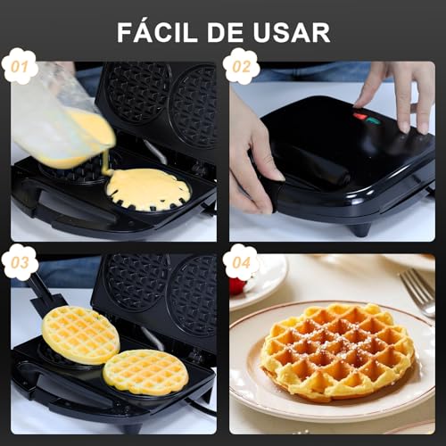 Miniatura 2 de Yashe Mini Gofrera Doble, Gofrera Para Niños, Placa Doble Antiadherente, Ideal Para Desayunos, Fiestas Familiares, Cumpleaños, Pascua Y Navidad