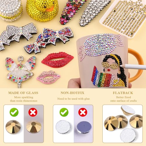 Image of 2500PCS SS10 /2.8mm Crystal Glass Rhinestones for Bedazzling (Crystal Aurum) | Flatback Rhinestones for Crafting DIY Nail Art Makeup Decoration, Gems Diomand Charms for Tumbler Shoes Clothing Mug
